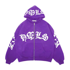 Sudaderas de algodón de moda para hombre con cremallera Sudadera con capucha 450 GSM Peso pesado Patrón sólido Logotipo personalizado Ajuste de gran tamaño para el invierno - Product Image 5
