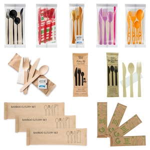 Ngang Nhựa Bộ dao kéo thiết lập với khăn ăn gói dòng chảy Gói máy đóng gói - Product Image 2