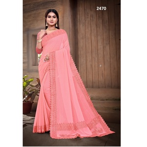 Georgette-fiesta de boda moderna para mujer, fiesta de boda, gran florecimiento, trabajo de piedra y parche, calidad de exportación, 2022 - Product Image 1