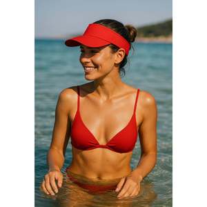 <b>Red</b> Extended Visor Open <b>Top</b> <b>Hat</b> - Stylish Sun Protection Headwear Spk13 - <b>Red</b> - Product Image 3