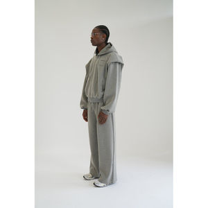 Conjunto Deportivo Personalizado de 2 Piezas para Hombre, Sudadera Holgada con Capucha y Pantalones Jogger de Felpa, 100% Algodón, 480 GSM, con Cremallera - Product Image 2