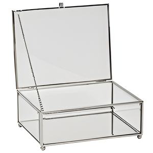 Boîte carrée à bijoux vintage personnalisée en gros Boîte de rangement transparente en verre et métal pour bijoux pour femmes Boîte d'affichage à bijoux - Product Image 3