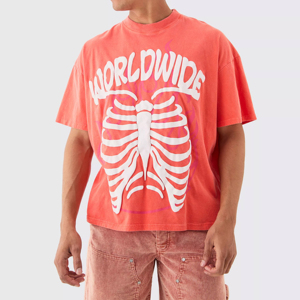 เสื้อยืดพิมพ์ลายพองยาวสำหรับผู้ชายเสื้อผ้าฝ้าย100% - Product Image 1