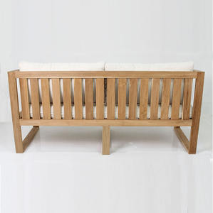 Modern Minimalist Solid Teak Wood Sofa Natural Finish Two <b>Seat</b> Lounge Couch for Hotel Villa Living Room Dining Eco-Friendly - Product Image 4