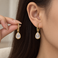 Boucles d'oreilles pendantes en or 18 carats avec diamants de laboratoire en forme de poire, créoles perlées, bijoux raffinés pour femmes