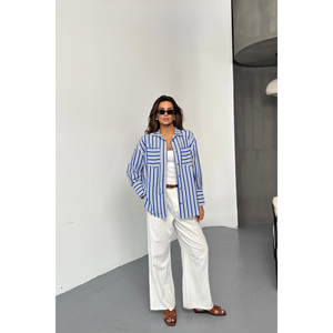 Blusa a Rayas Azul Marino para Mujer - Product Image 3