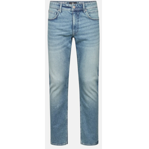 Jean en denim décontracté pour homme de haute qualité, coupe droite ample, taille mi-haute, en coton et élasthanne, délavage clair - Product Image 1