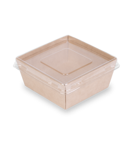 High Quality 300ml <b>Square</b> Kraft Box Leakproof Stackable Microwave Safe Takeaway Food Container Custom Logo - Product Image 3