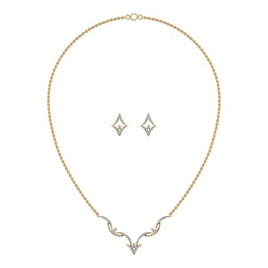 Conjunto de collar y aretes de diamantes cultivados en laboratorio de oro amarillo y rosa de 14K/18K para mujer - Product Image 4