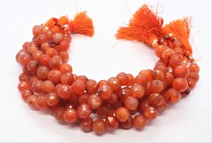 Perles de pierres précieuses à facettes en cornaline Boules rondes à facettes naturelles 11-12mm Perles de cornaline pour la fabrication de bijoux pour fille d'Inde - Product Image 6