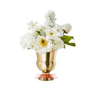 Florero Decorativo de Metal Dorado con Flores en Relieve, Hecho a Mano, para Decoración de Centros de Mesa de Boda - Product Image 2