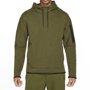 Regular Fit <b>Men's</b> Hoodie 100% Cotton <b>Fleece</b> Fabric Breathable Quick Dry Knitted Embroidered Custom Logo Winter <b>Green</b> Color - Product Image 1