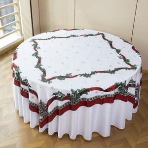 Mantel de Mesa Tejido Personalizable con Estampado Navideño, 100% Poliéster, Impermeable, Decoración Festiva para Bodas y Fiestas - Product Image 1