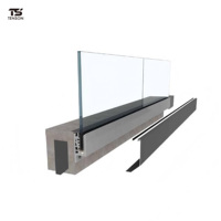 TENSON Garde-corps moderne en aluminium en forme de U - Balustrade en verre sans cadre avec système de base en U à LED pour appartement et balcon