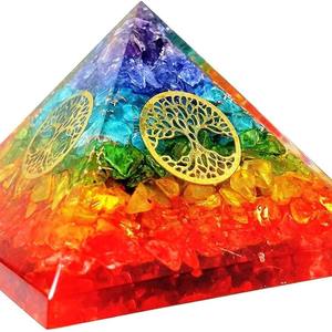Pyramide d'orgone multicolore à sept chakras de qualité exportatrice pour le nettoyage énergétique ou la guérison spirituelle et la relaxation pour l'exportation - Product Image 1
