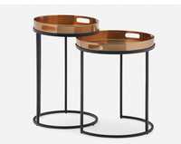 Table basse moderne à 3 pièces avec plateau en bois et pieds en métal, personnalisable pour la maison, l'hôtel, le restaurant, le salon, table d'appoint