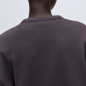 Sweat-shirts à col rond en molleton de coton mélangé avec logo personnalisé en gros pour survêtements pour femmes, sweat-shirt à épaules tombantes, pull à capuche OEM - Product Image 2