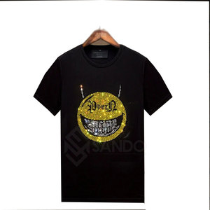 เสื้อคอมเพรสชั่นดีไซน์ล่าสุด แห้งเร็ว สำหรับผู้ชาย ผ้าฝ้าย 100% คุณภาพสูง ประดับด้วยคริสตัล สวมใส่สบาย ระบายอากาศได้ดี ทนทาน แขนสั้น - Product Image 1
