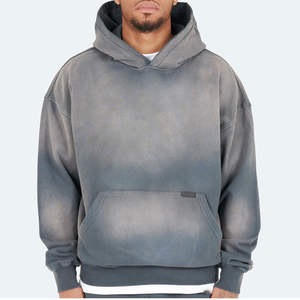 Sudadera con capucha extragrande personalizada al por mayor para invierno, estilo holgado, con efecto desgastado, streetwear, tallas grandes, estampada, para hombre, 100% orgánica - Product Image 1