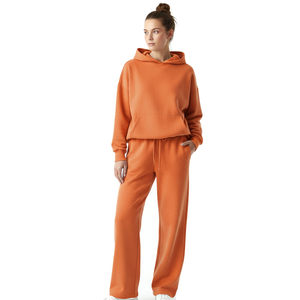 Conjuntos de Sudadera con Capucha y Pantalones de Felpa para Mujer, de Alta Calidad, Transpirables, de Colores Sólidos, Estilo Urbano, 100% Algodón - Product Image 4