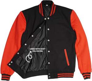 Blouson aviateur universitaire d'hiver pour homme avec doublure en laine en toile à motif de lettres-Fabricant direct respirant de style streetwear - Product Image 4