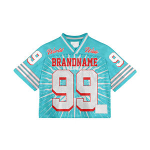 Maillots de football américain personnalisés en jersey court style streetwear, respirants, en maille polyester, coupe ample, sublimation, manches courtes, imprimés - Product Image 3