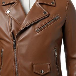 Chaqueta de Motociclista de Cuero Marrón para Mujer, Corte Estándar - Personalización de Marca - Pedido al por Mayor - Chaqueta de Cuero Genuino de Fábrica - Product Image 6