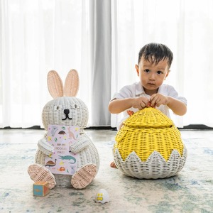 Cesta de Almacenamiento Multiusos Moderna y Ecológica de Ratán Natural Bunny - Product Image 3