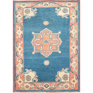 Alfombras de Lana Anudadas a Mano Nuray Blue, Diseños Clásicos de Medallones y Abstractos para Uso Doméstico, para Sala de Estar o Habitación de Adolescentes - Product Image 1