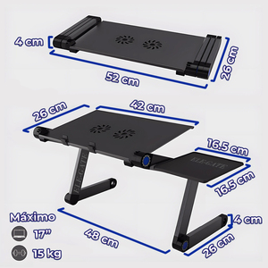 Escritorio Ergonómico Reclinable de Metal para Portátil con 2 Ventiladores y Alfombrilla para Ratón - Product Image 4
