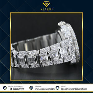 Edición limitada Iced Out VVS Clarity Moissanite Diamond Studded Oyester Reloj analógico de acero inoxidable blanco completo al menos precio - Product Image 2