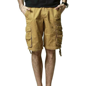 Short Cargo 100% Coton pour Homme Noir de Haute Qualité 6 Poches Style Décontracté Toile à Motif Solide Grandes Poches Taille Moyenne Teinte Unie - Product Image 4