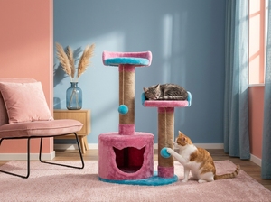 Arbre à chat Amistar Cotton Candy Castle de haute qualité avec 3 niveaux, écologique et durable, emballé en carton pour une utilisation en intérieur - Toutes tailles - Product Image 2