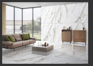Azulejos de porcelana brillante de lujo 1000x1000 | Azulejos de pared de gran formato de 100x100 | Colección de exportación elegante duradera de primera calidad - Product Image 3
