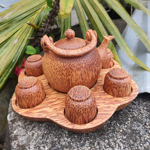 Bộ Ấm Trà Và Cốc Bằng Gỗ Cổ Điển Bình Trà Phụ Kiện Bàn Phục Vụ Cà Phê Ấm Gỗ Dừa Với Cốc Nhỏ Giá Rẻ - Product Image 6
