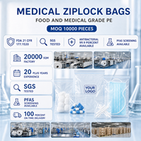 Sac à fermeture éclair de sécurité en PE de qualité médicale, sac pour échantillons, avec logo personnalisé imprimé pour l'emballage de médicaments hospitaliers