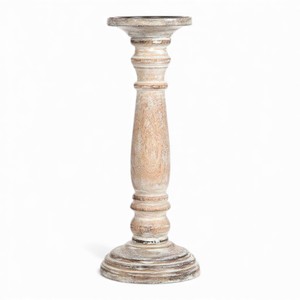 เชิงเทียนไม้สีขาวฟอกทรงสูง ดีไซน์คลาสสิก เหมาะสำหรับตกแต่งภายในสไตล์เรสติก - Product Image 4