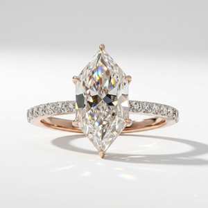 Anillo de Mujer LILABA ENTERPRISE de Oro Amarillo de 18K con Diamante de Laboratorio de 2.30 CT, Corte Marquesa Holandés, Estilo Halo con Brillantes Laterales - Product Image 1