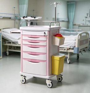 Chariot médical d'urgence à roulettes en ABS, chariot de traitement hospitalier avec <span class=keywords><strong>tiroir</strong></span>, chariot médical d'hôpital - Product Image 4