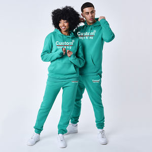 Ensemble survêtement unisexe personnalisé en molleton doux avec sweat à capuche et pantalon de jogging, impression sérigraphique et broderie de logos, vente chaude - Product Image 2