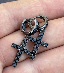 925 Sterling Silver Women's <b>Black</b> Oxidized Simulated Diamond Drop Dangle <b>Cross</b> <b>Earrings</b> Making for Women Fashion Jewelry - Product Image 2