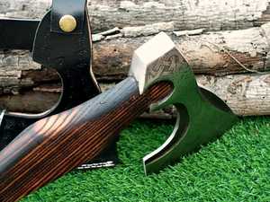 Precio de fábrica Grado industrial Uso multiusos Mango de madera plateado Tomahawks de acero de Damasco Diseño más popular de alta calidad - Product Image 6