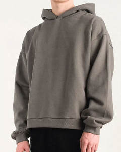 High Quality Oversized Drop Shoulder Hoodie Cotton Heavyweight Thermal Custom Logo Mens Cropped Hoodies and Sweatshirts - Product Image 4