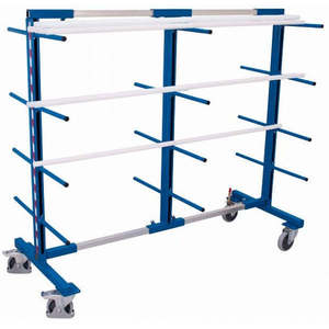Bilateral Variofit Supporting Arm <b>Trolley</b> <b>Four</b>-<b>Wheel</b> Steel Construction Powder Coated Gentian Blue External Dimensions 490-2100 - Product Image 1