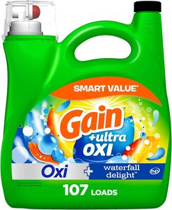 Detergente Líquido para Ropa Gain Ultra Oxi, 128 cargas, 184 onzas líquidas, Aroma Waterfall Delight, 2 en 1, Compatible con Lavadoras HE - Product Image 5