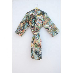 Bata de algodón estilo bohemio para mujer, bata kimono con estampado floral de paisley, bata ligera, bata de baño estampada, bata para damas de honor. - Product Image 5