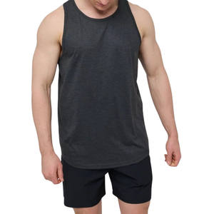 Débardeur d'été pour homme, vente en gros, coupe ajustée, extensible, côtelé, uni, en coton, sans couture, avec épaules larges - Product Image 1