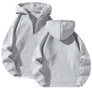 Men's Solid Color Half Zip Hoodie, Casual Plain Long Sleeve Pullover Sweatshirt Men's Wear, Autumn Dress, Autumn and Winter Wear - Product Image 4