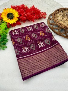 Sari de qualité supérieure Bandhani avec imprimé floral et bordure en zari, fabriqué en Inde, prix de gros - Product Image 6