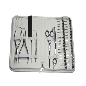 Hair Extension Tool Kit Set With <b>Needle</b> Professional Hair Extension & <b>Beading</b> Tool Kit Plier With Leather Pouch Eco-Friendly - Product Image 1